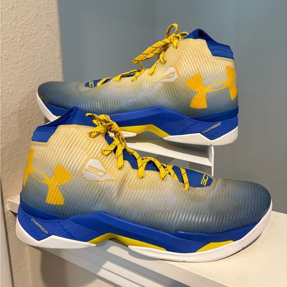 Under Armour Armour Curry 2.5 basketball shoes Men's 12.5 Blue/Gold CLEAN - Picture 1 of 9